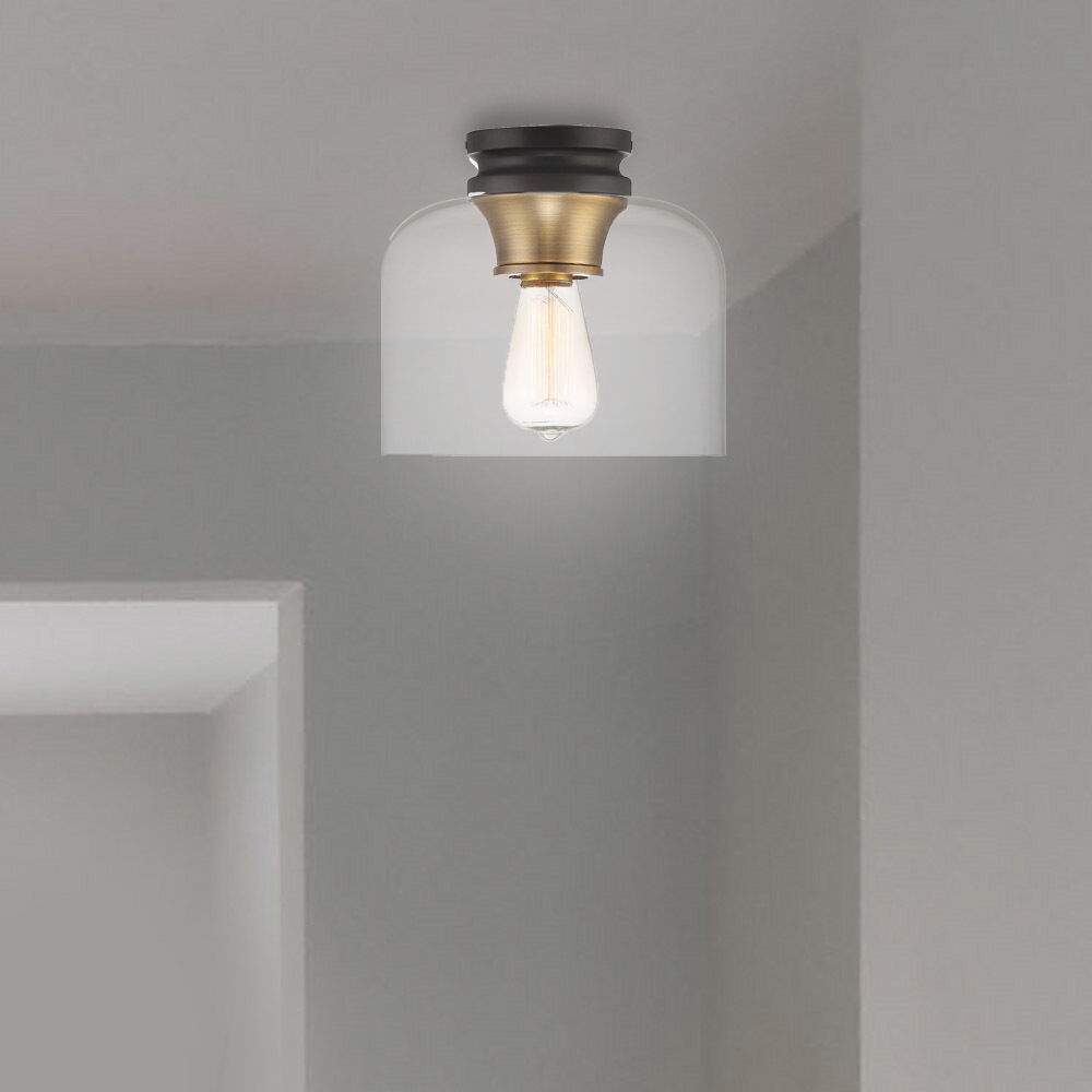 Ezra 1 Light 9 inch Vintage Bronze Flushmount Ceiling Light